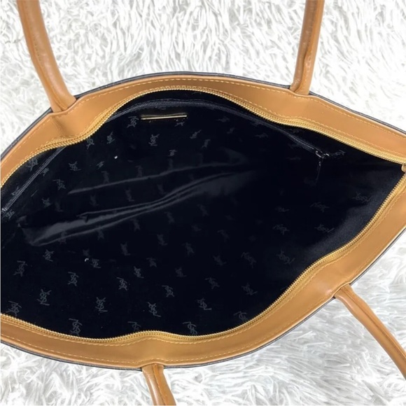 YVES SAINT LAURENT YSL Black / Brown Leather Tote bag One Shoulder Bag Vintage 2 - Picture 9 of 15